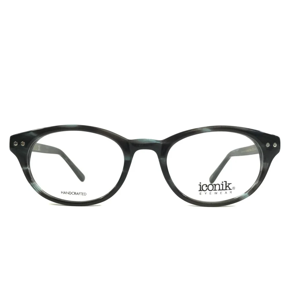 Iconik Eyewear Eyeglasses Frames Olivia C02 Black Blue Horn Full Rim 47-19-140